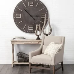 Clocks-Kirkland's Home Black Wood Block Numbers Wall Clock