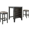 Kitchen Islands & Bar Carts-Kirkland's Home Black Wood Linen 3-Pc. Usb Island And Stool Set