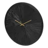 Clocks-Kirkland's Home Black Wood Texture Wall Clock With Gold Hands