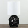Table Lamps-Kirkland's Home Black Woven Metal And String Table Lamp White