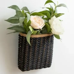 Wall Storage-Kirkland's Home Black Woven Wall Pocket
