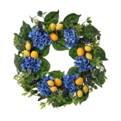 Wreaths-Kirkland's Home Blackberry Lemon And Hydrangea Wreath Green/Blue/Yellow