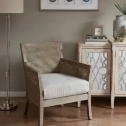 Accent Chairs-Kirkland's Home Blake Cane Back Accent Chair Tan