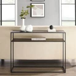 Entryway Furniture-Kirkland's Home Blake Simple Metal Console Table Black