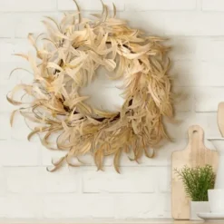 Wreaths-Kirkland's Home Bleached Long Leaf Eucalyptus Wreath Ivory