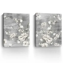 Canvas Art-Kirkland's Home Blossoming Giclee Canvas Art Prints, Set Of 2 Gray/White