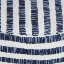 Pillows-Kirkland's Home Blue & White Stripe Organic Cotton Pouf Blue/White