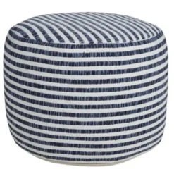 Pillows-Kirkland's Home Blue & White Stripe Organic Cotton Pouf Blue/White