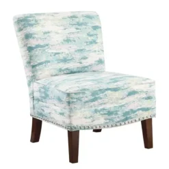 Accent Chairs-Kirkland's Home Blue Abstract Armless Accent Chair Blue/White