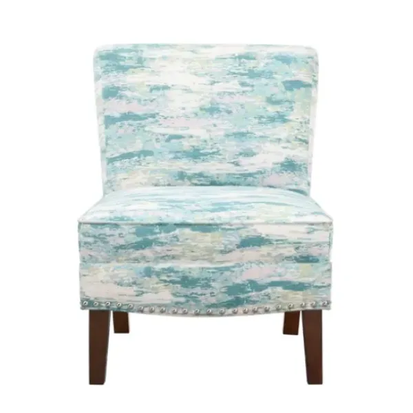 Accent Chairs-Kirkland's Home Blue Abstract Armless Accent Chair Blue/White