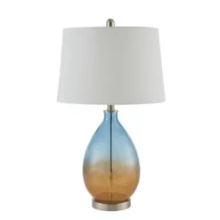 Table Lamps-Kirkland's Home Blue And Amber Glass Table Lamps, Set Of 2 White