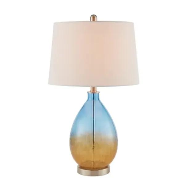 Table Lamps-Kirkland's Home Blue And Amber Glass Table Lamps, Set Of 2 White