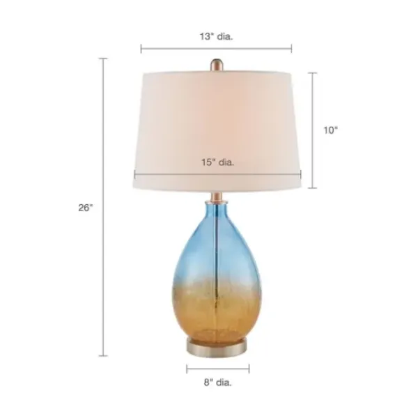 Table Lamps-Kirkland's Home Blue And Amber Glass Table Lamps, Set Of 2 White