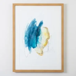 Framed Art-Kirkland's Home Blue And Gold Abstracts I Framed Art Print Blue/Gold/White
