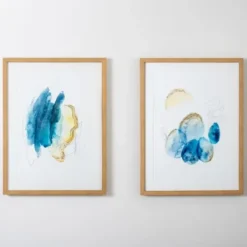 Framed Art-Kirkland's Home Blue And Gold Abstracts Ii Framed Art Print Blue/Gold/White