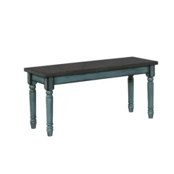Dining Chairs-Kirkland's Home Blue And Gray Traditional Wood Bench Blue/Gray