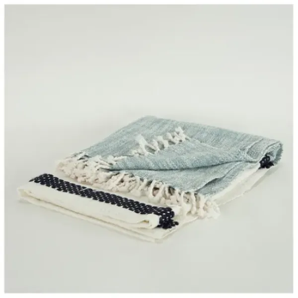Blankets & Throws-Kirkland's Home Blue And Ivory Colorblock Throw Blue/Ivory