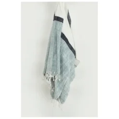 Blankets & Throws-Kirkland's Home Blue And Ivory Colorblock Throw Blue/Ivory