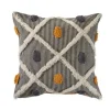 Pillows-Kirkland's Home Blue And Orange Tufted Accent Pillow Orange/Gray