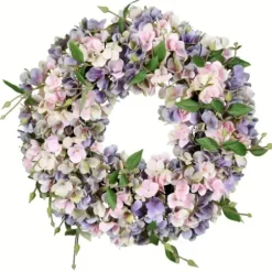 Wreaths-Kirkland's Home Blue And Pink Hydrangea Wreath, 18 In. Blue/Pink/Multi