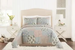Quilts-Kirkland's Home Blue And Rose Patchwork Full/Queen 3-Pc. Quilt Set Blue/Pink