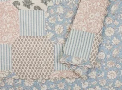 Quilts-Kirkland's Home Blue And Rose Patchwork Full/Queen 3-Pc. Quilt Set Blue/Pink