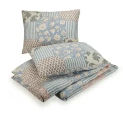 Quilts-Kirkland's Home Blue And Rose Patchwork King 3-Pc. Quilt Set Blue/Pink