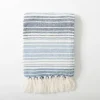 Blankets & Throws-Kirkland's Home Blue And White Chenille Crystal Stripes Throw Blue/White