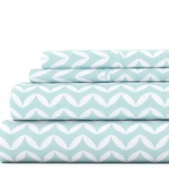Bed Sheets-Kirkland's Home Blue And White Chevron 3-Pc. Twin Sheet Set Blue/White