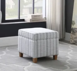 Benches & Ottomans-Kirkland's Home Blue And White Hometown Striped Storage Ottoman Blue/White