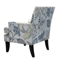 Accent Chairs-Kirkland's Home Blue And Yellow Floral Upholstered Accent Chair Blue/Yellow