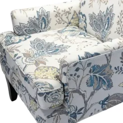 Accent Chairs-Kirkland's Home Blue And Yellow Floral Upholstered Accent Chair Blue/Yellow