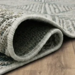 Outdoor Rugs-Kirkland's Home Blue Auckland Tile Outdoor Area Rug, 7X9 Blue/White