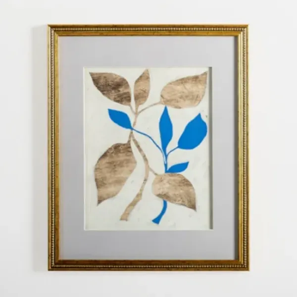 Framed Art-Kirkland's Home Blue Baroque Botanicals Framed Art Print Ivory/Gold/Blue