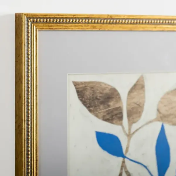 Framed Art-Kirkland's Home Blue Baroque Botanicals Framed Art Print Ivory/Gold/Blue