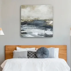 Canvas Art-Kirkland's Home Blue Bay Giclee Canvas Art Print, 40X40 In. Blue/Gray/Gold