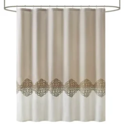 Shower Curtains-Kirkland's Home Blue Blessed Floral Wreath Shower Curtain White