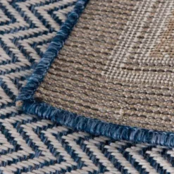 Outdoor Rugs-Kirkland's Home Blue Cabana Stripe Indoor/Outdoor Area Rug, 7X9 Blue/Ivory