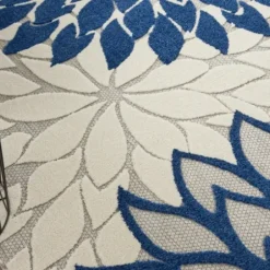 Outdoor Rugs-Kirkland's Home Blue Cassie Global Outdoor Area Rug, 5X8 Blue/White