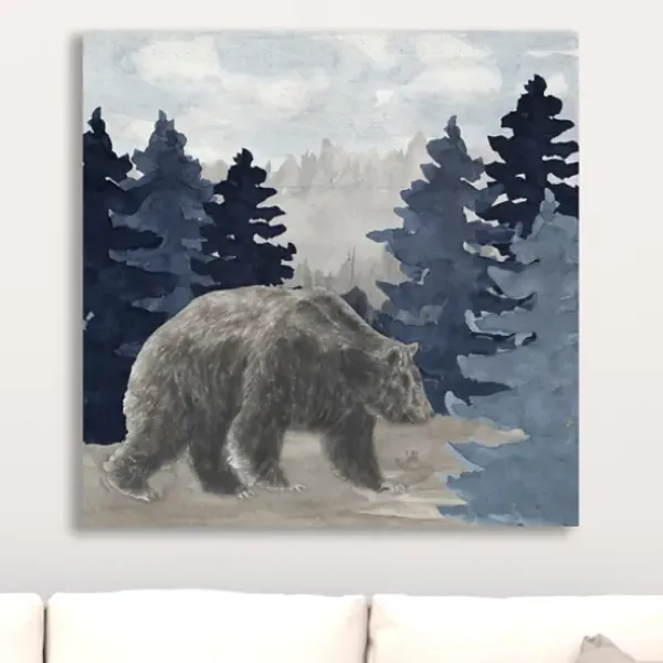 Canvas Art-Kirkland's Home Blue Cliff Mountains Bear I Canvas Art Print Blue/Gray/White