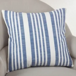 Pillows-Kirkland's Home Blue Coastal Stripe Pillow Blue/White