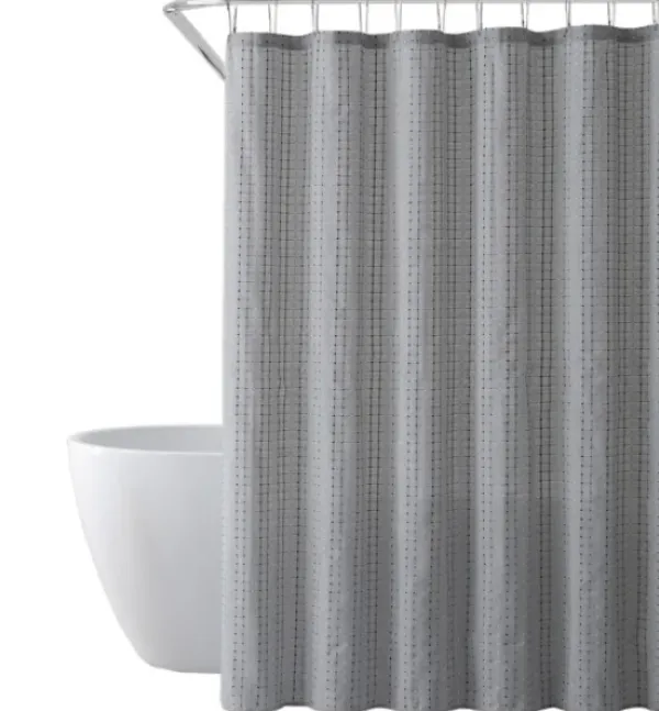 Shower Curtains-Kirkland's Home Blue Colorblock Striped Shower Curtain Blue/White