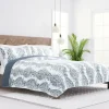 Quilts-Kirkland's Home Blue Damask Reversible 3-Pc. Queen Quilt Set Blue/White