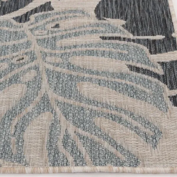 Outdoor Rugs-Kirkland's Home Blue Dhurri Stripe Indoor/Outdoor Area Rug, 7X9 Blue/White/Gray