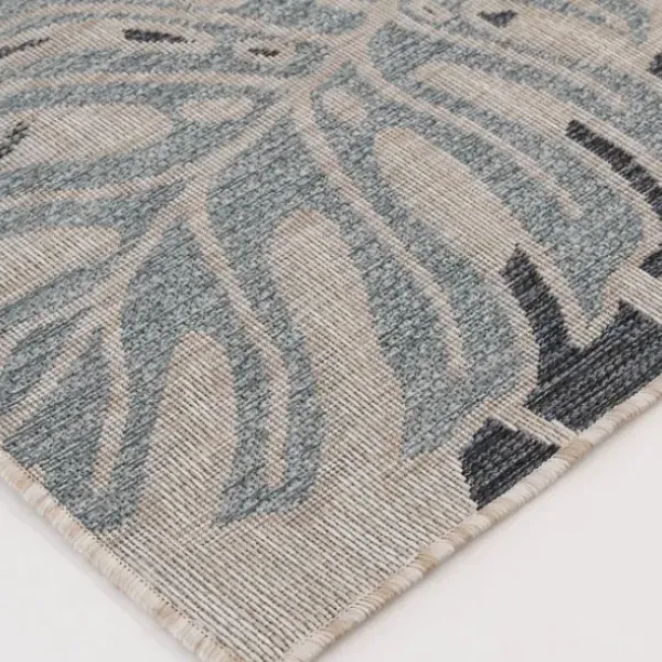 Outdoor Rugs-Kirkland's Home Blue Dhurri Stripe Indoor/Outdoor Area Rug, 7X9 Blue/White/Gray