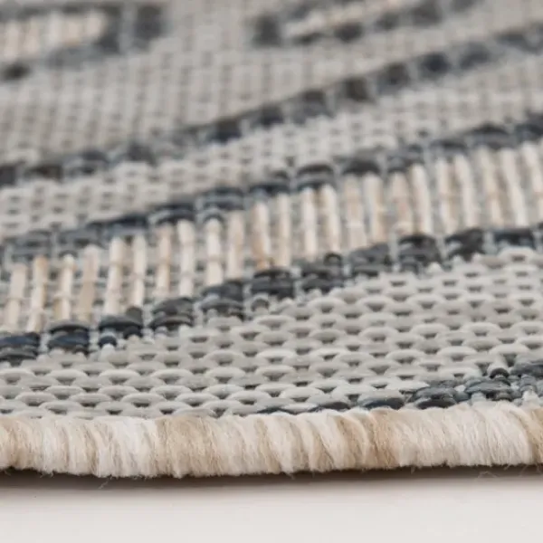Outdoor Rugs-Kirkland's Home Blue Dhurri Stripe Indoor/Outdoor Area Rug, 7X9 Blue/White/Gray