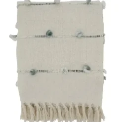Blankets & Throws-Kirkland's Home Blue Dotted Fringe Throw Blanket Ivory
