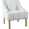 Accent Chairs-Kirkland's Home Blue Farmhouse Stripe Swoop Accent Chair White/Blue