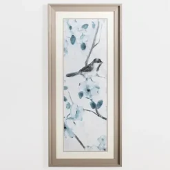 Framed Art-Kirkland's Home Blue Floral Bird I Framed Art Print Blue/White