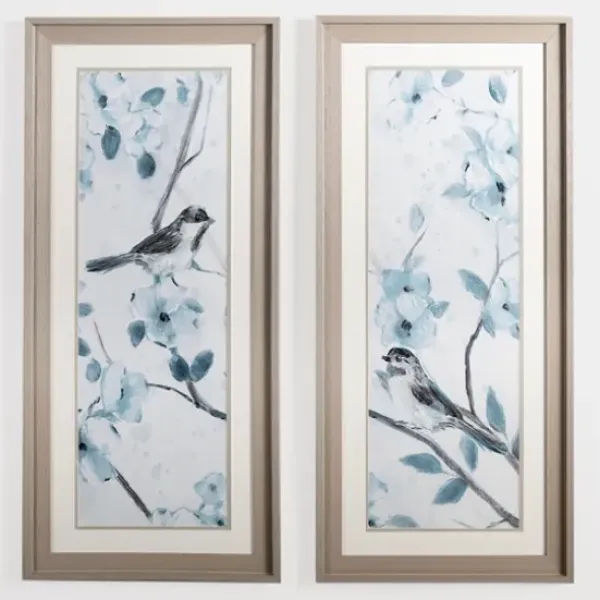 Framed Art-Kirkland's Home Blue Floral Bird I Framed Art Print Blue/White